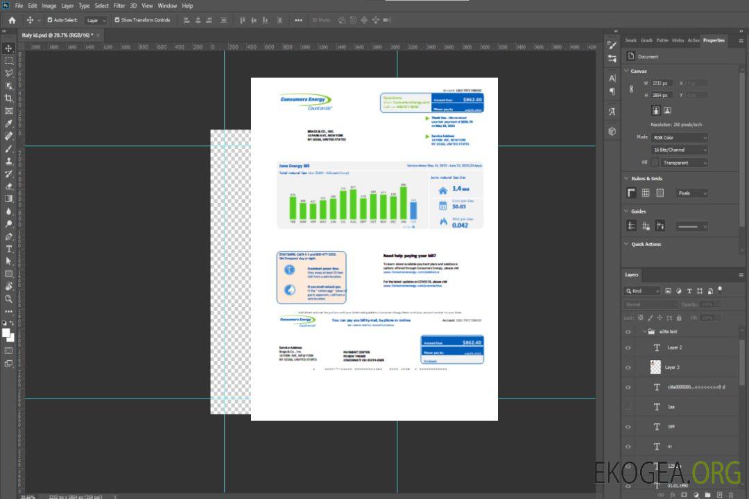 Facture de services publics de Michigan Consumers Energy, modèle Word et PDF SCR template Facture de services publics de Michigan Consumers Energy, modèle Word et PDF SCR template